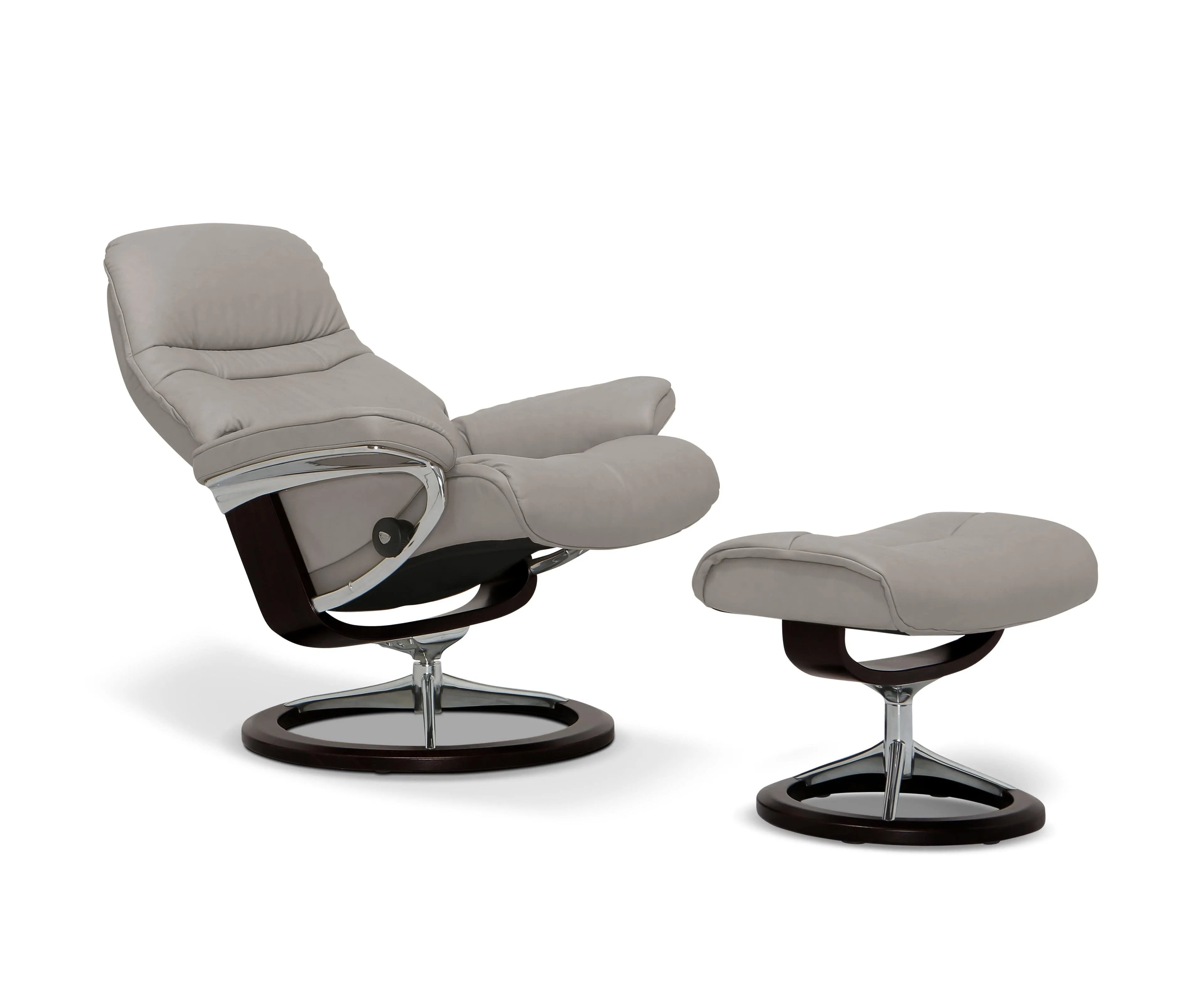 Stressless® Sunrise Recliner & Ottoman with Signature Base - Silver Grey
