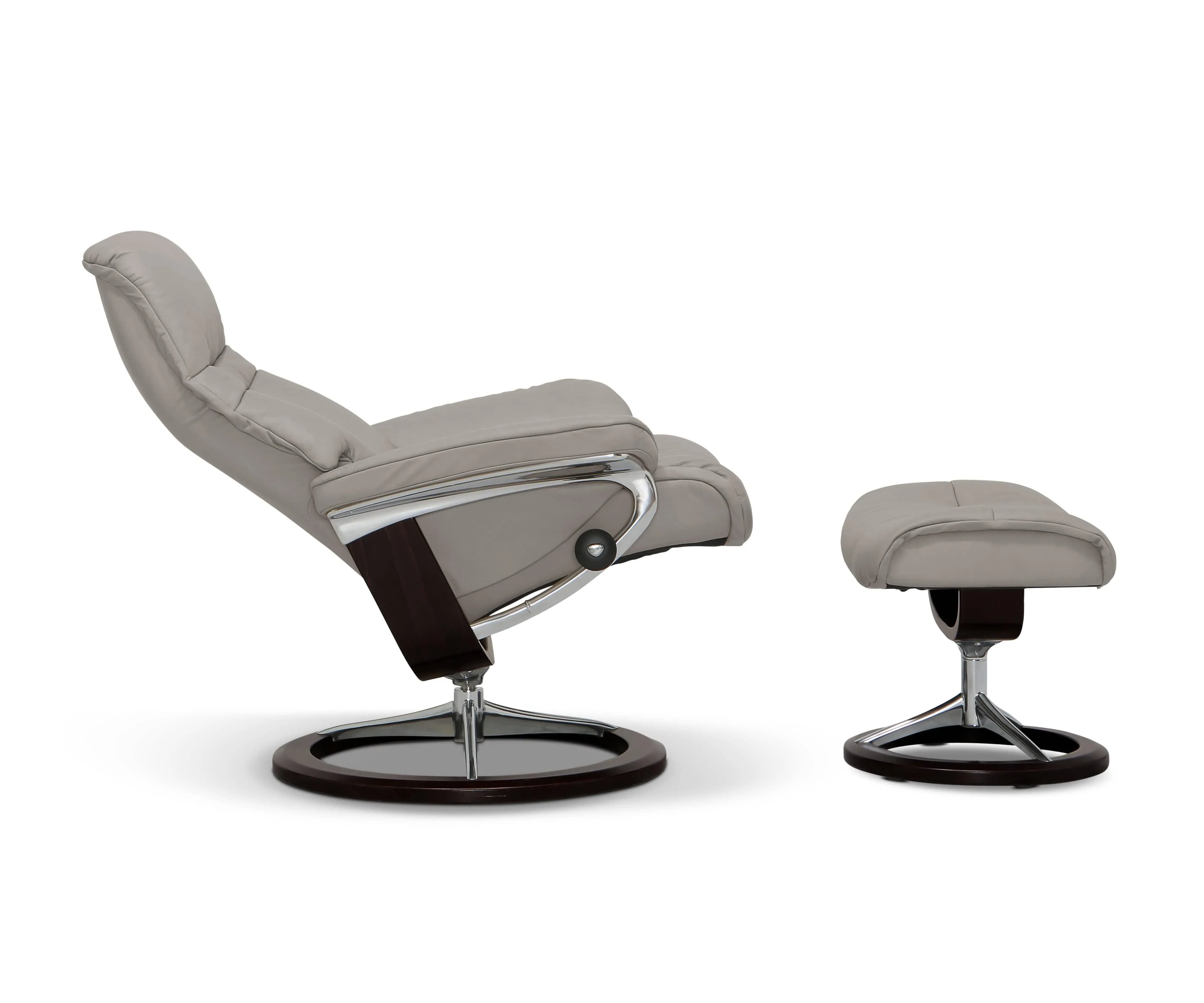Stressless® Sunrise Recliner & Ottoman with Signature Base - Silver Grey