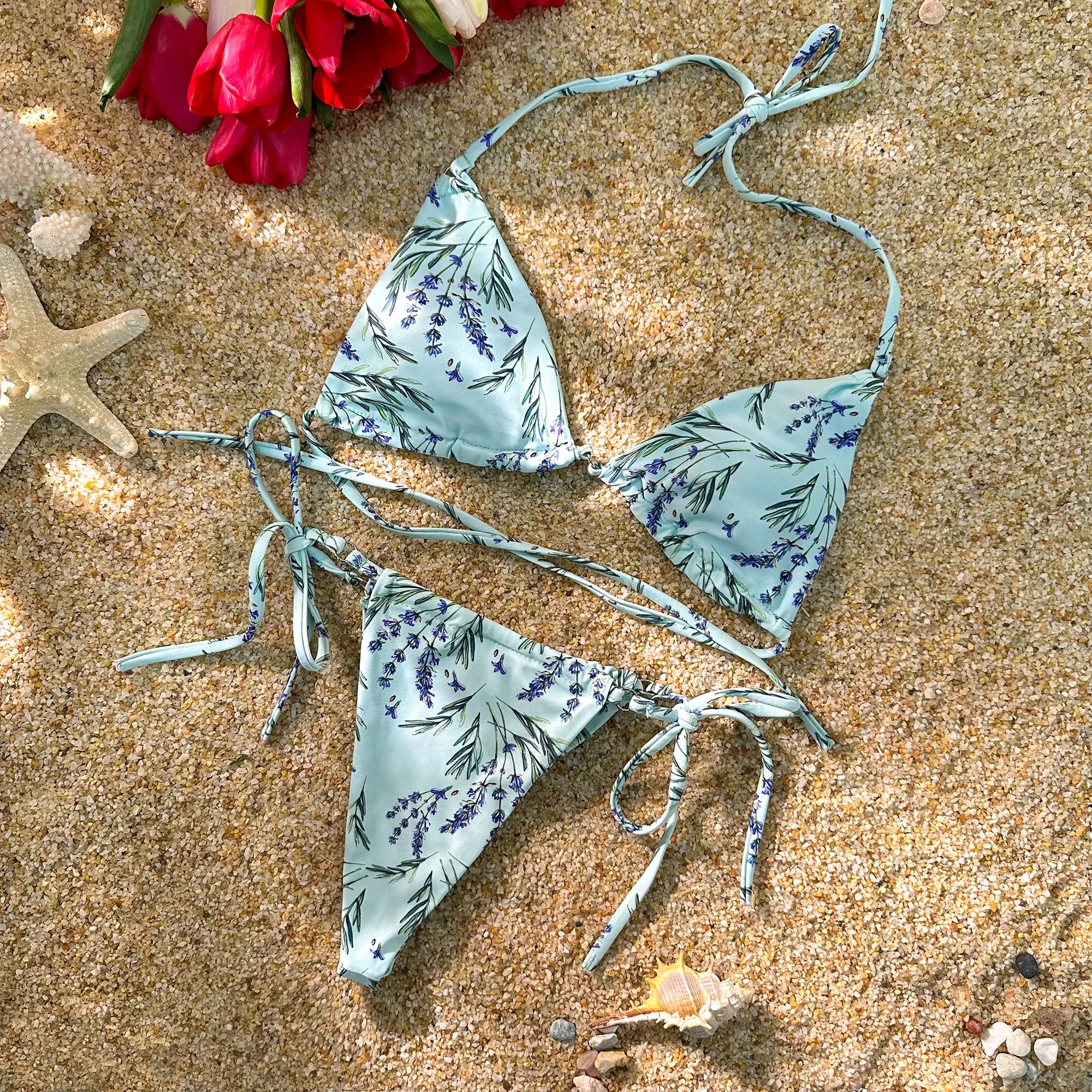 Wheat Digital Printing Double Fabric Bikini Set