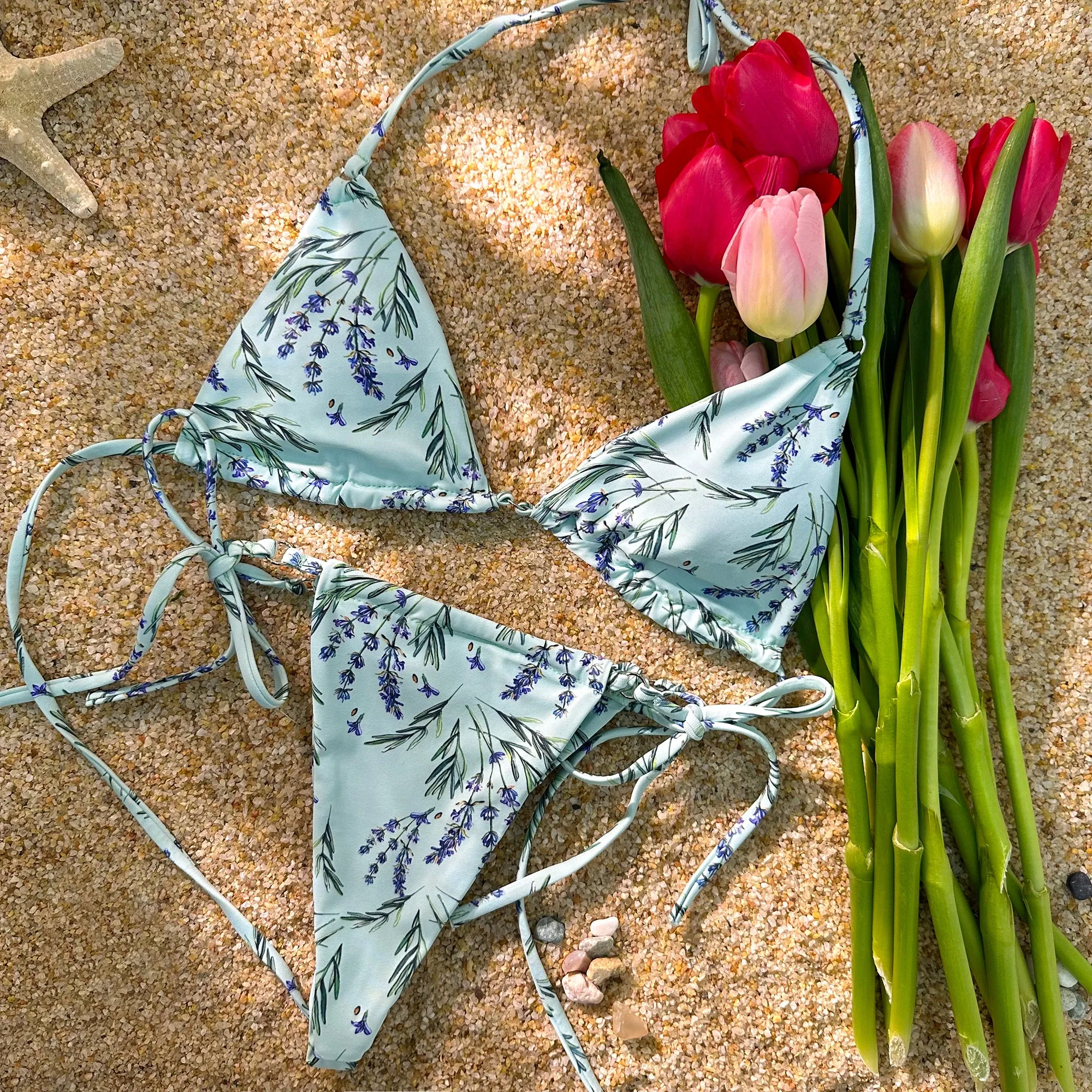 Wheat Digital Printing Double Fabric Bikini Set