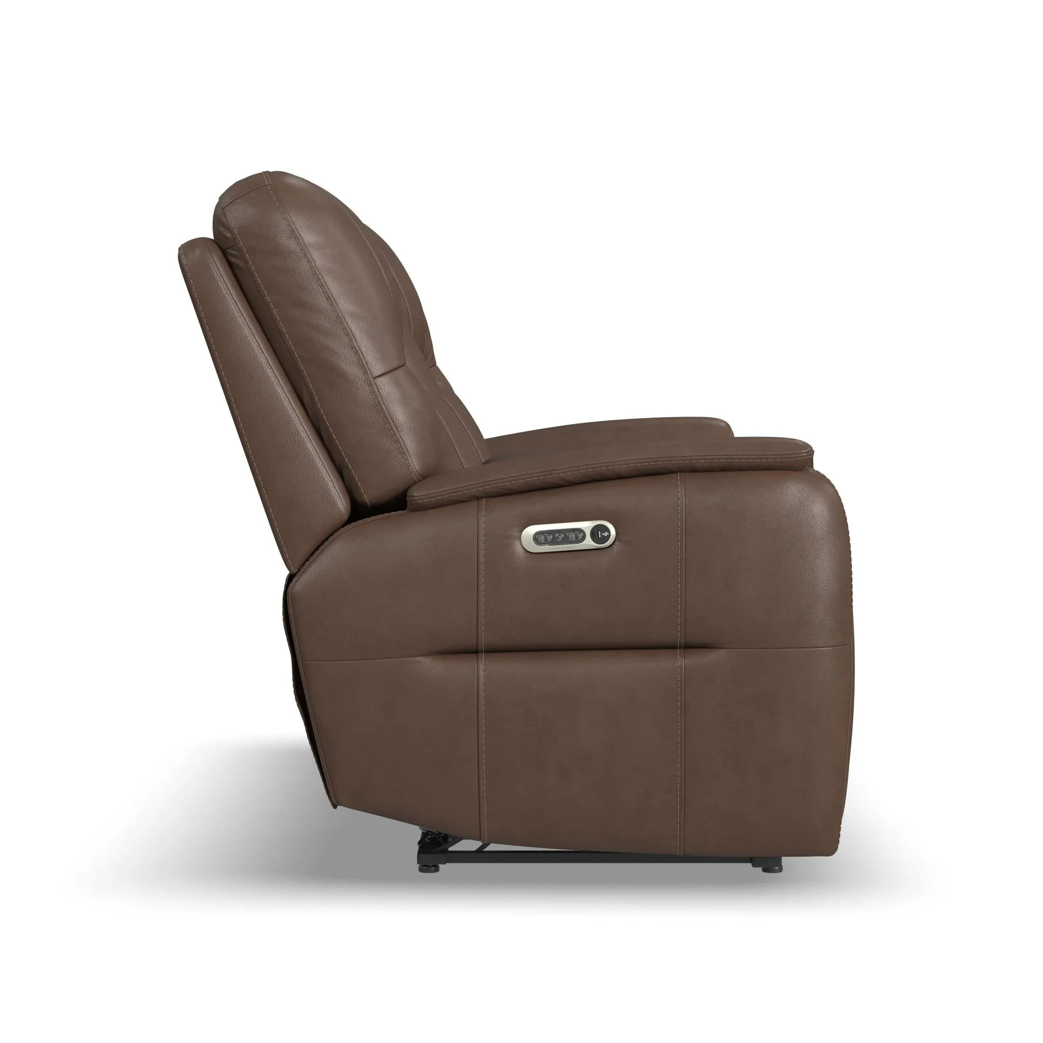 Wilson CafÃ© Leather Power Reclining Loveseat with Console and Power Headrests