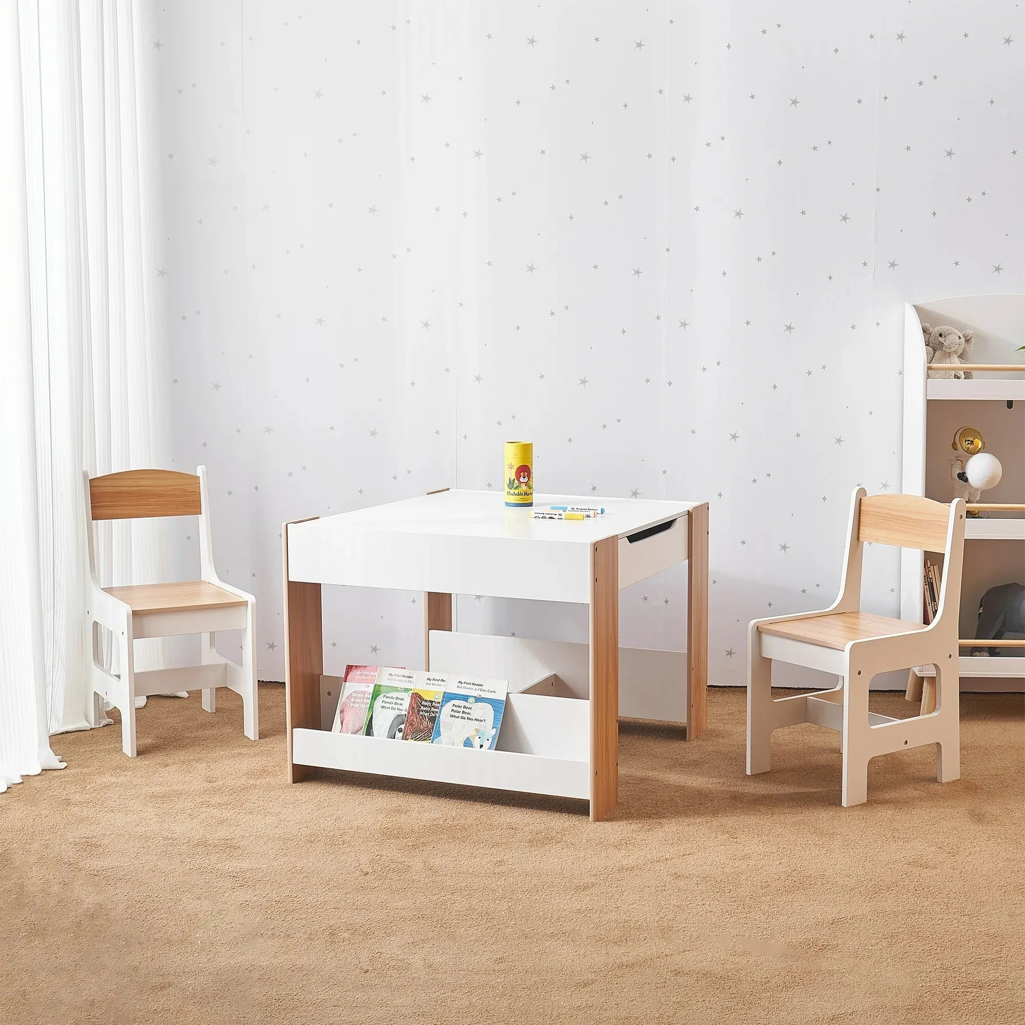 Your Zone TF14038 Activity Storage Table & Chair, White, Age 3 